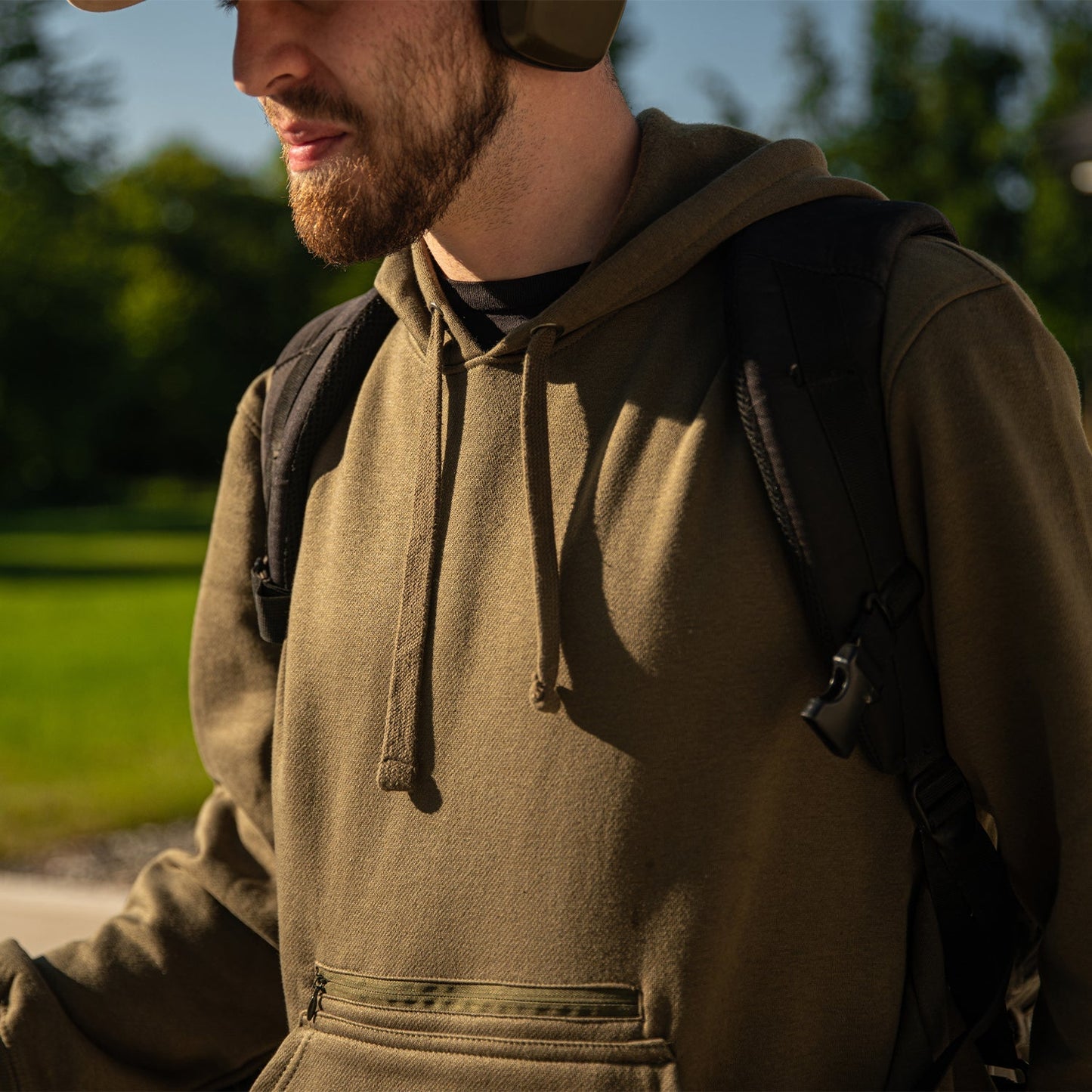 Men's Zippered Pocket Hooded Pullover Sweatshirt