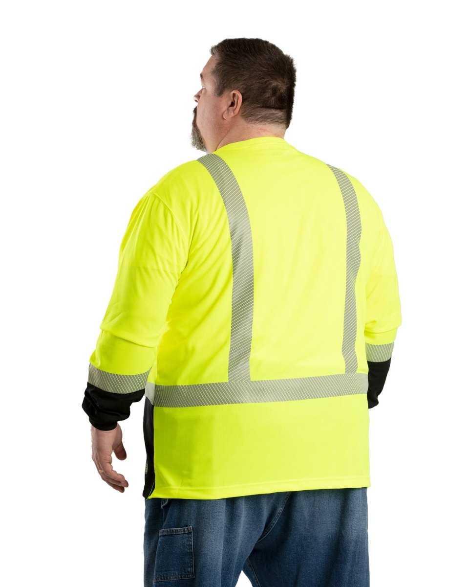 Hi Vis Class 3 Color Block Long Sleeve T-Shirt - Berne Apparel