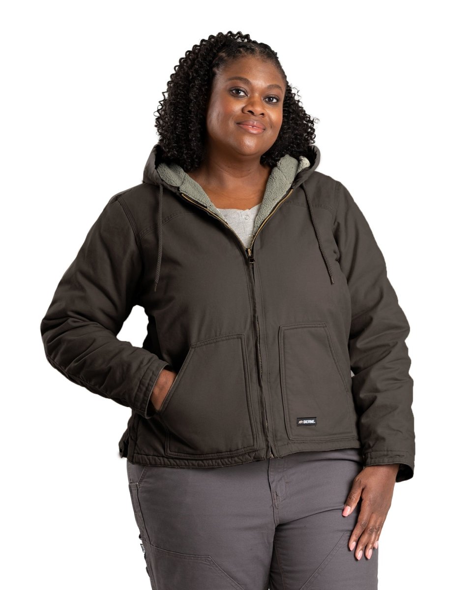Women's Sherpa-Lined Duck Hooded Jacket - Berne Apparel