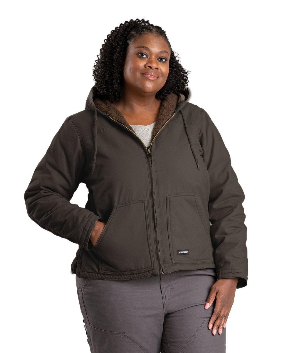 Women's Sherpa-Lined Duck Hooded Jacket - Berne Apparel
