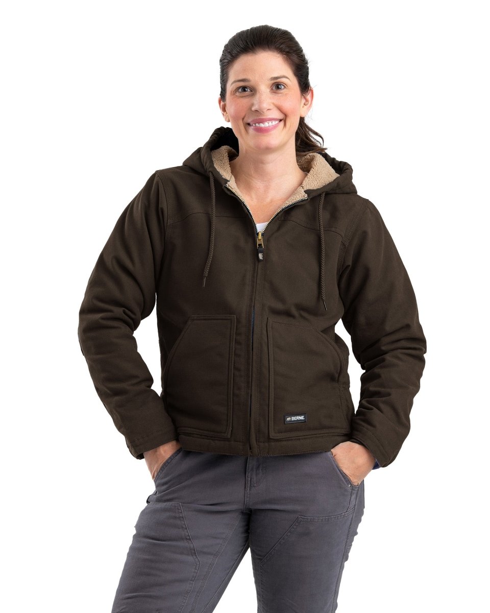 Women's Sherpa-Lined Duck Hooded Jacket - Berne Apparel