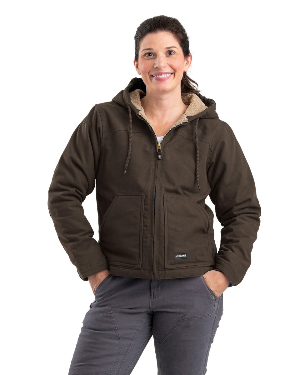 Women's Sherpa-Lined Duck Hooded Jacket - Berne Apparel