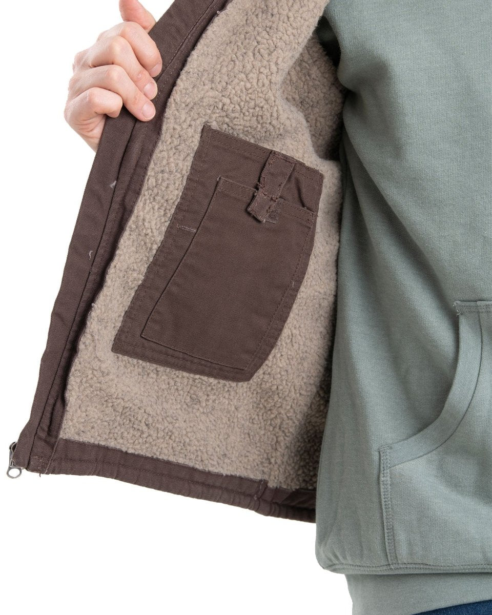 Women's Sherpa-Lined Softstone Duck Vest - Berne Apparel